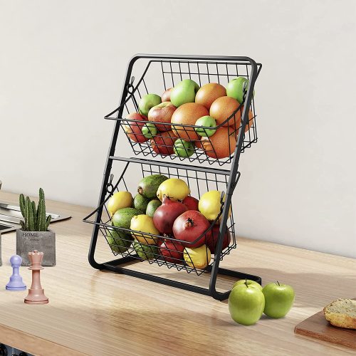 Kitchen 2 Tier Mini Vegetable Storage Basket Organizer