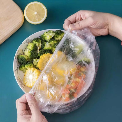 Disposable Food Cover Plastic Wrap Elastic-Pack of 100