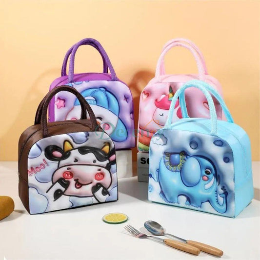kids thermal lunch bag  3D print insulated lunchbox  thermal food bag for school  lunch bag for kids with cute design  hot and cold food carrying bag
