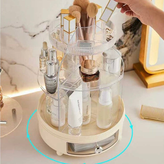 Rotating Cosmetics Organizer With Dust Proof