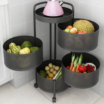 Kitchen Vegetable Rotating Trolley | Square Shape