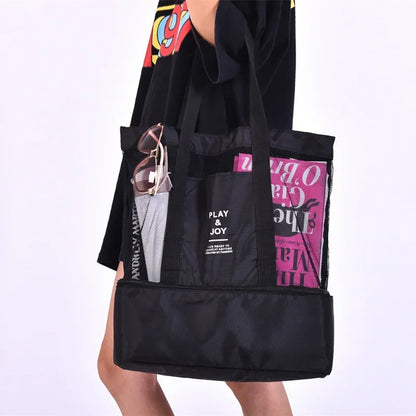 High Capacity Women Mesh Transparent Bag Double-layer Heat Preservation Large Picnic Beach Bags