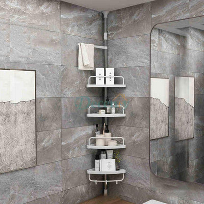  4-Layer Corner Shelf – Suction Wall Rack for Bathroom & Kitchen Space-Saving, No-Drill Storage for Home Organization