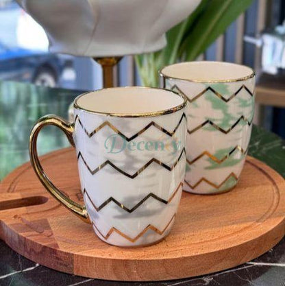 Gold-Trimmed Chevron Ceramic Mug