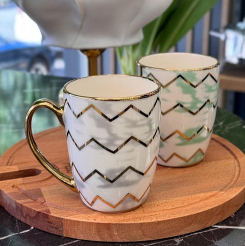 Gold-Trimmed Chevron Ceramic Mug