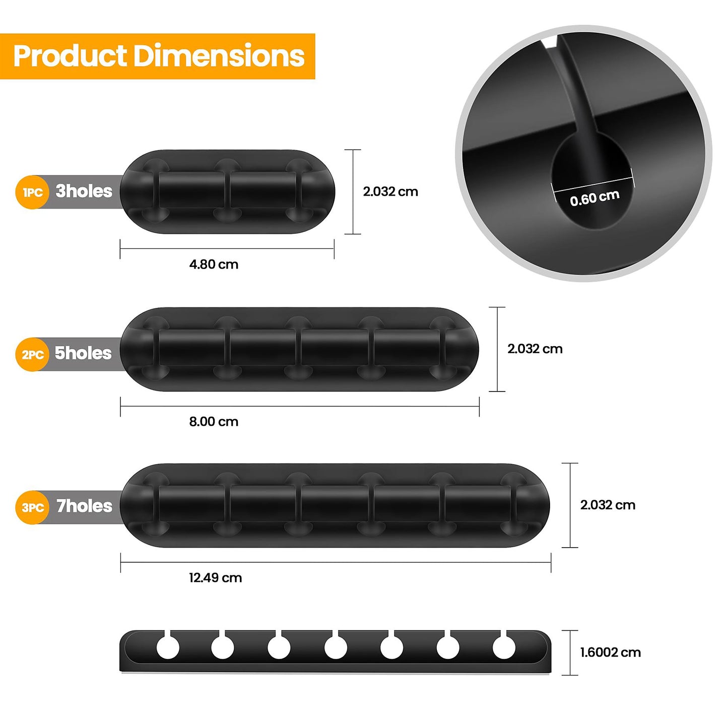 Pack Of 3 Cable Organizer Silicone USB Cable Winder Desktop Tidy Management Clips