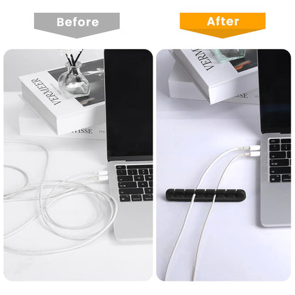 Pack Of 3 Cable Organizer Silicone USB Cable Winder Desktop Tidy Management Clips