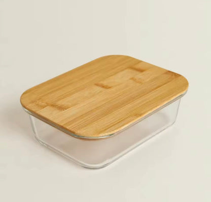 Set of 3 Glass Lunch Boxes with Bamboo Lids