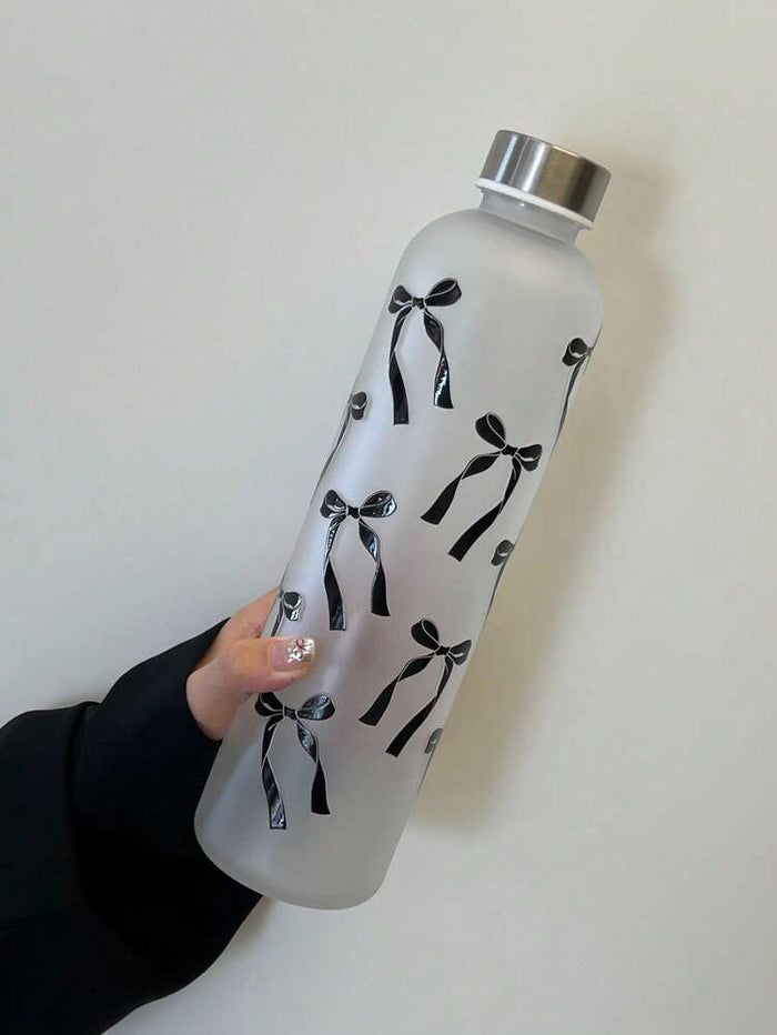 1000ml Cute Bow Water Bottle with Straw & Strap