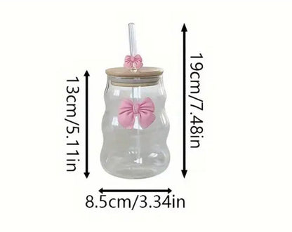 Bow Coffee Glass with Straw and Lid