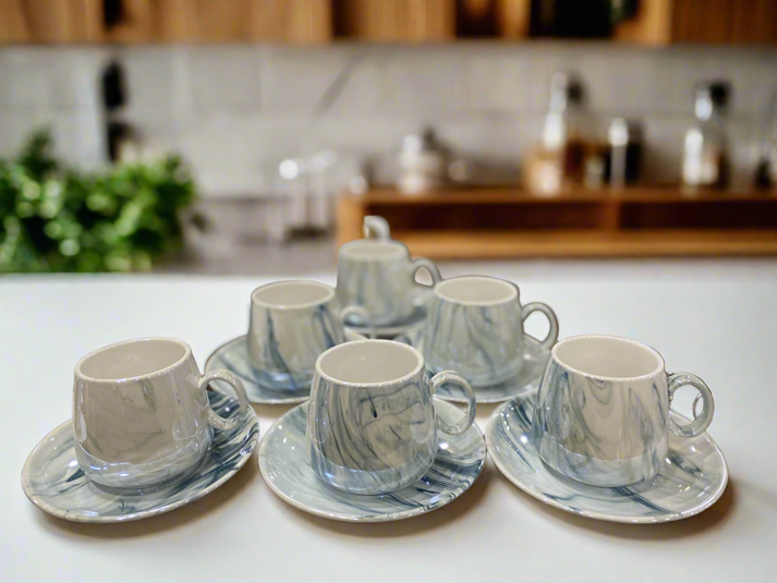 Ceramic Cups With Saucers Set of 6