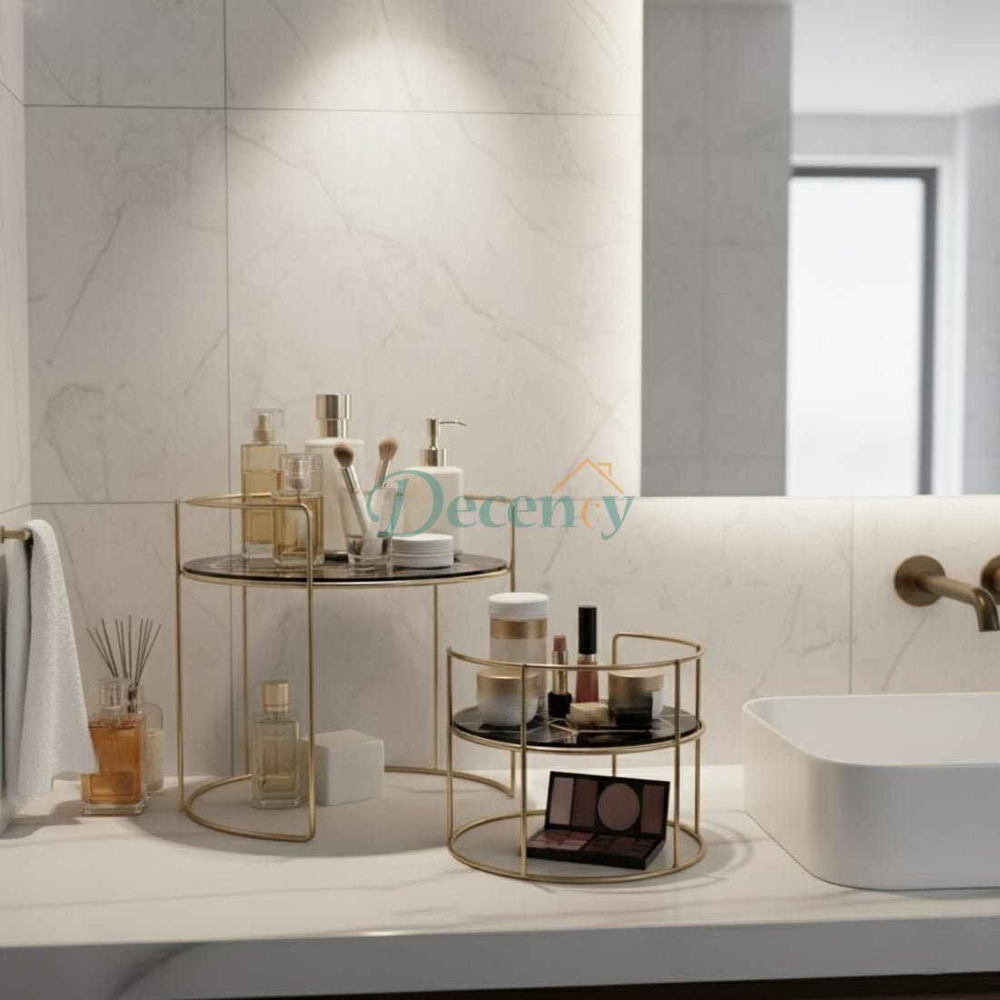 2-Tier Cosmetic & Perfume Organizer Stand – Luxury Makeup Display