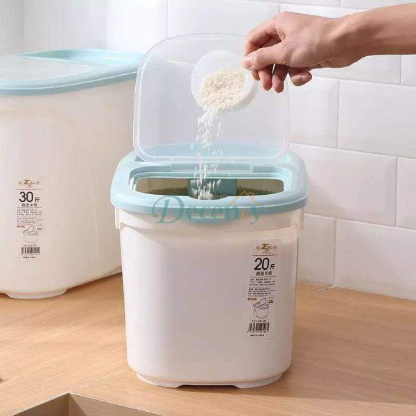 Blue Container For Rice 15 kg Rice Container With Wheels – Decency