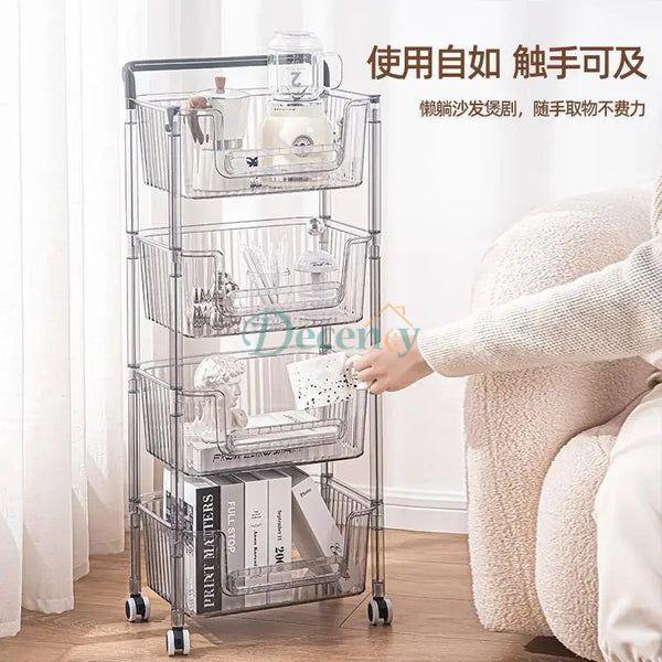 3-Tier Movable Storage Cart with Wheels - Corner Organizer Rack