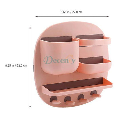 Bathroom Organizer Shelf Wall Mounted Storage Holder With Hooks