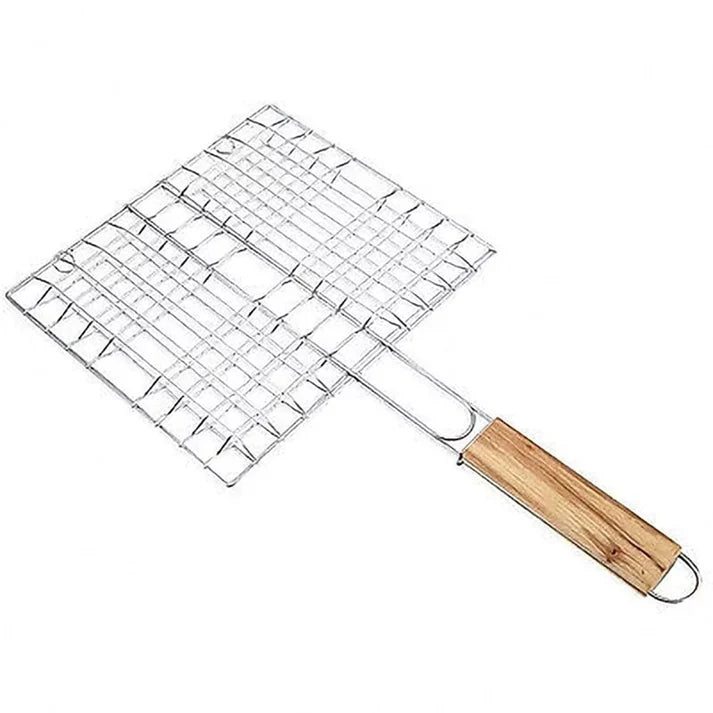 Barbecue Grill Basket with Wood Handle