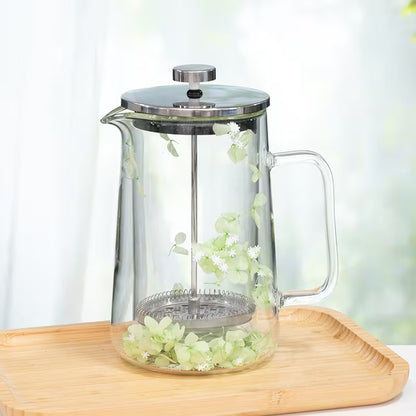 French Press Coffee Maker with Stainless Steel Filter – Elegant Floral Design