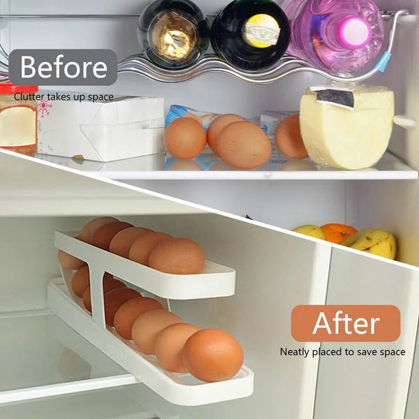 Automatic Rolling Egg Holder Rack Storage Box