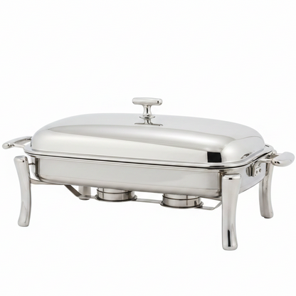 Luxury stainless steel buffet food warmer with a durable lid handle for upscale home dawats in Pakistan