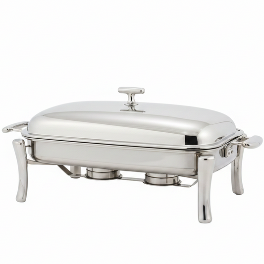 Luxury stainless steel buffet food warmer with a durable lid handle for upscale home dawats in Pakistan