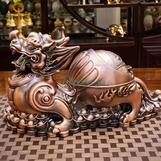 Feng Shui ashtray with lid, brass decorative ashtray, luxury smokeless ashtray, antique ashtray décor, spiritual home accessories, elegant incense ashtray