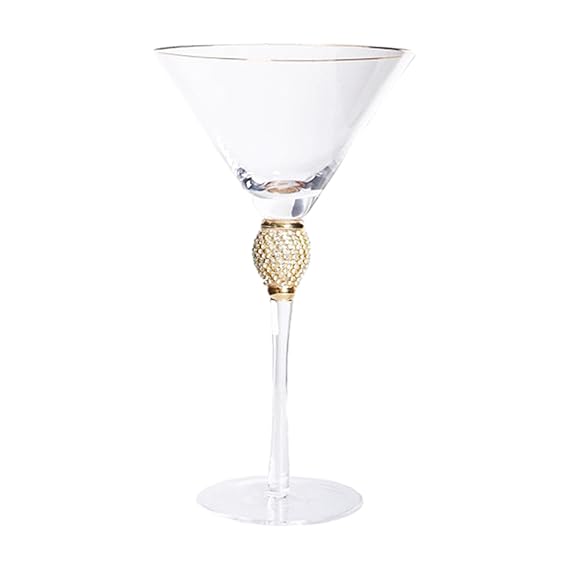 6 Pcs Cocktail Glass Gold Rim Drinkware Clear Champagne