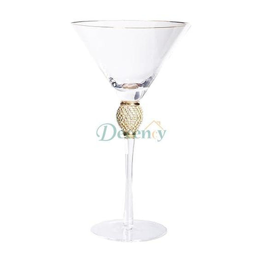 6 Pcs Cocktail Glass Gold Rim Drinkware Clear Champagne