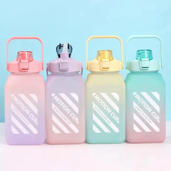 1500ml water bottle gradient design botol air cute portable scale bottle