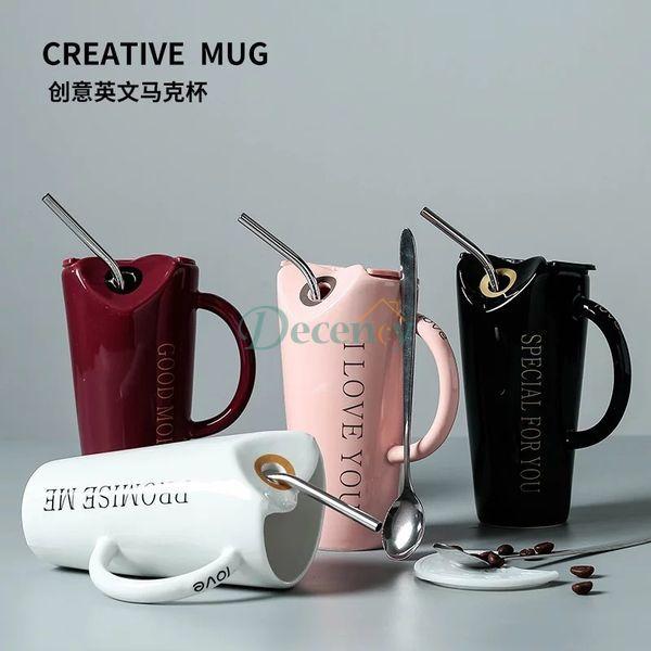 400 ml Creative Ceramic Mug With Steel Straw - Decency