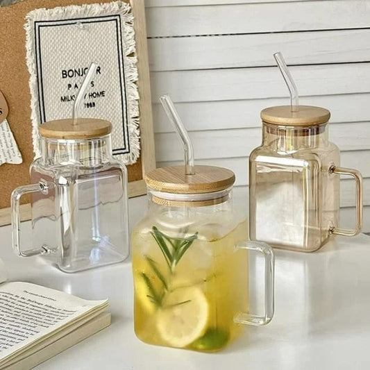 Square Glass Tumbler With Handle