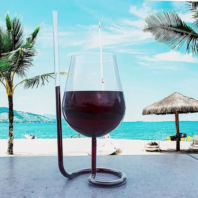 Cocktail Glass with Straw Wine Glass
