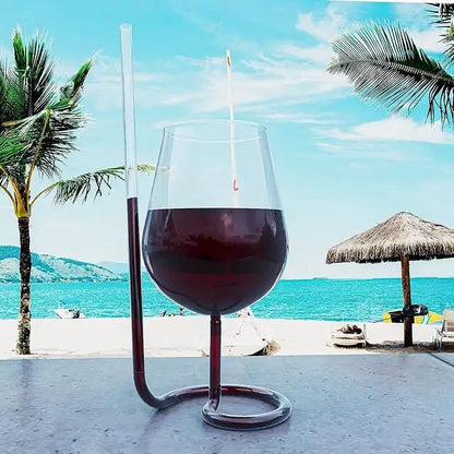 Cocktail Glass with Straw Wine Glass