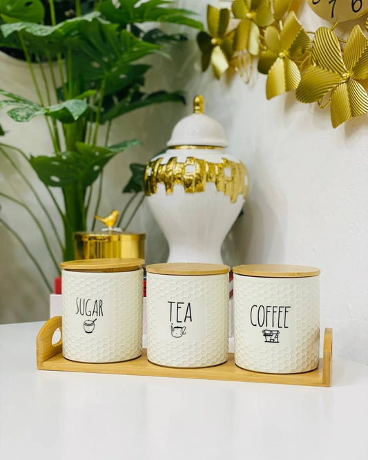 Modern Design Sugar Tea and Coffee Jar Set ( 01 )