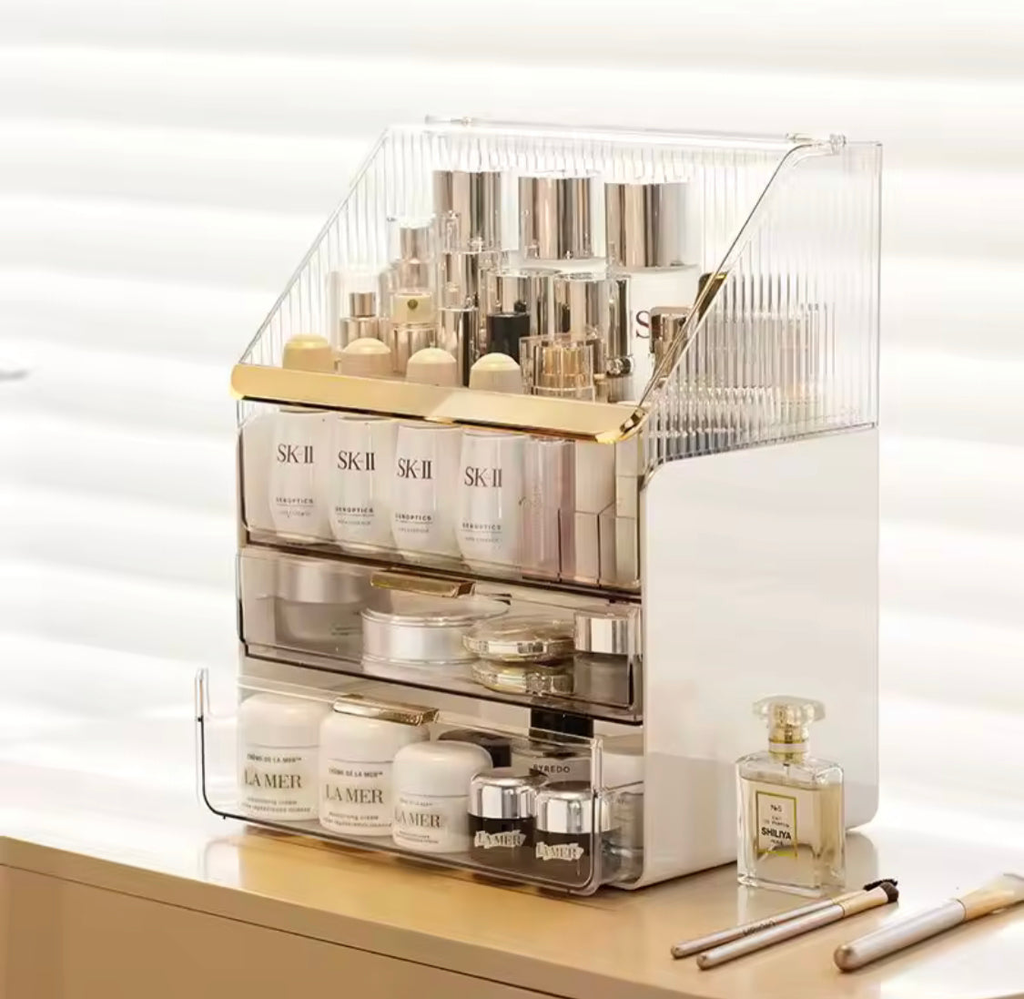 Transparent Desk Makeup Organizer Box With Drawers