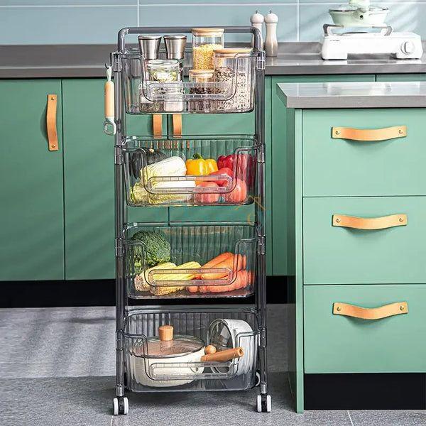3-Tier Movable Storage Cart with Wheels - Corner Organizer Rack