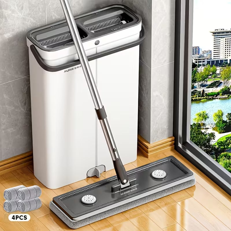 Heavy-Duty -in- Flat Mop and Bucket with Wringer System Dual-Tank
