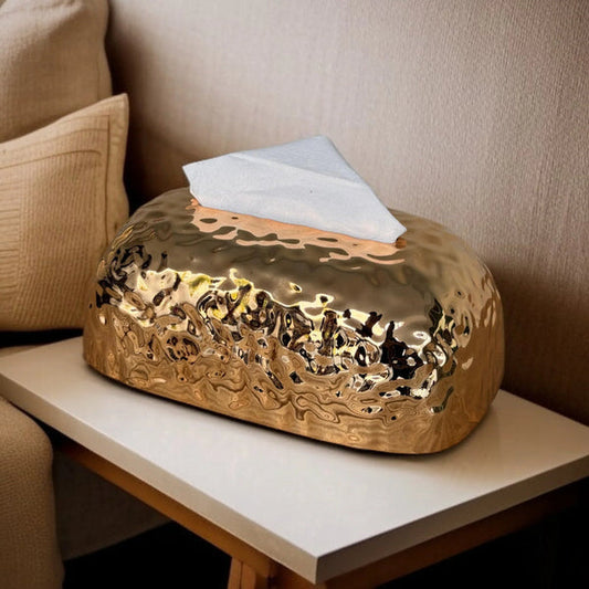 Luxury Gold Textured Tissue Box Cover