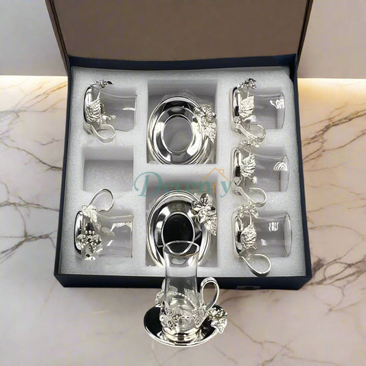 floral Arabic Qahwa cup set  12 piece Arabic coffee cups  elegant Qahwa serving set  traditional Arabic coffee cups with floral design  heat-resistant Qahwa tea cups