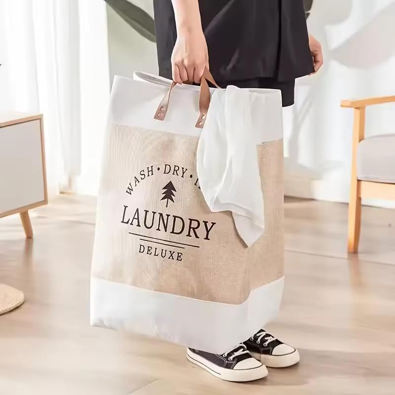 Premium Canvas Laundry Basket Set – Foldable Clothes Storage Bin