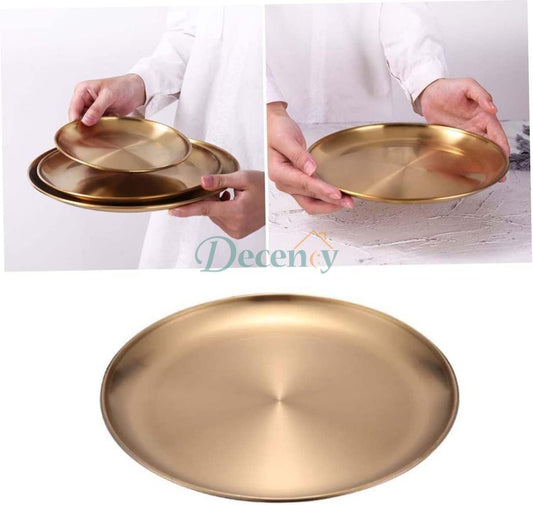 Royal Dine Round Golden Plate – Elegant Serving & Dining Tableware