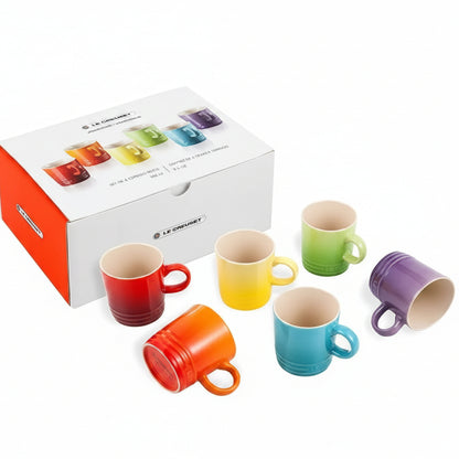 Le Creuset Rainbow Coffee Mug Set (Stoneware, 350ml, 6 Pcs)