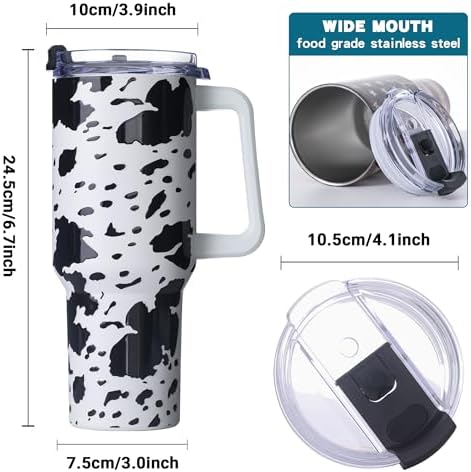 40oz Cow print Tumbler With handle