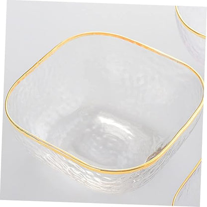 1 Pcs Crytal Fruit Vegetables Bowl Large Gold Rimmed