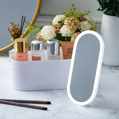 Portable Makeup Box With Led Mirror