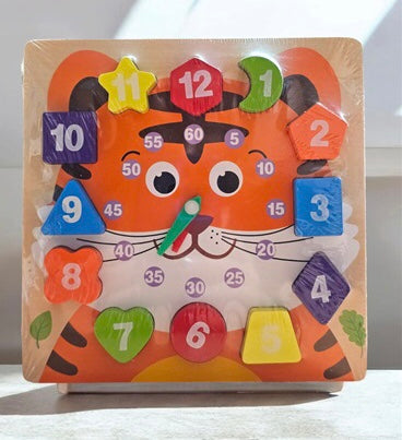 Kids Time Learning Clock, Montessori Wooden Clock