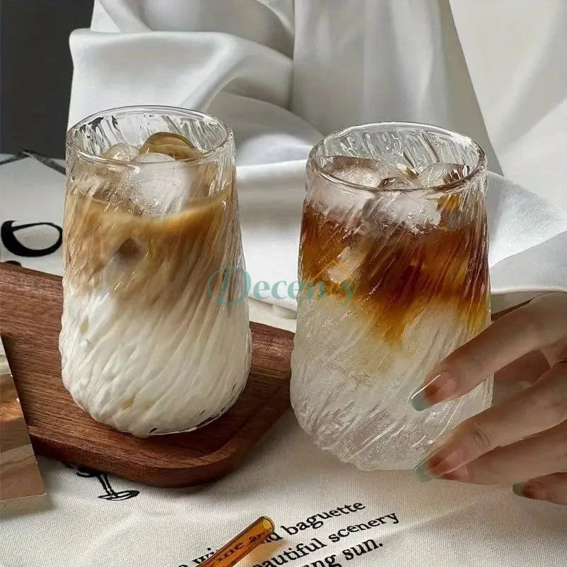 Glass Mug with Elegant Swirl Design ( 400 ML )