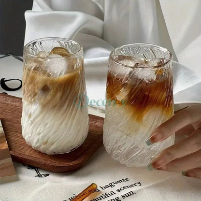 Glass Mug with Elegant Swirl Design ( 400 ML )