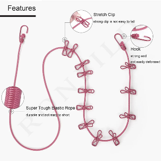 Portable Clothesline With 12 Clips