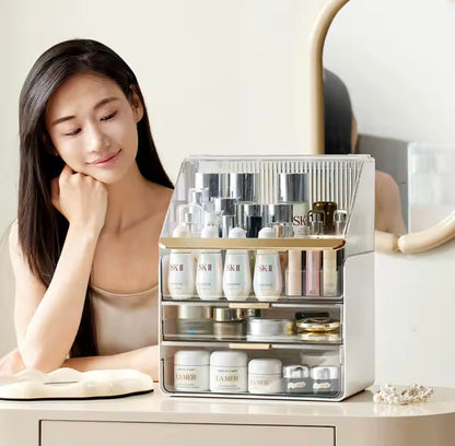 Transparent Desk Makeup Organizer Box With Drawers