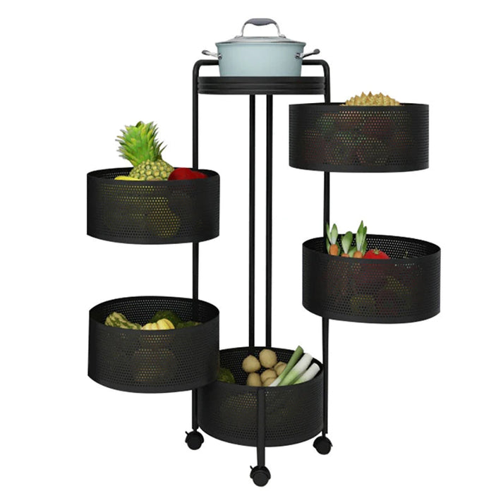 Kitchen Vegetable Rotating Trolley | Square Shape